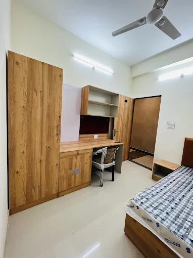Clean hostel room wardrobe